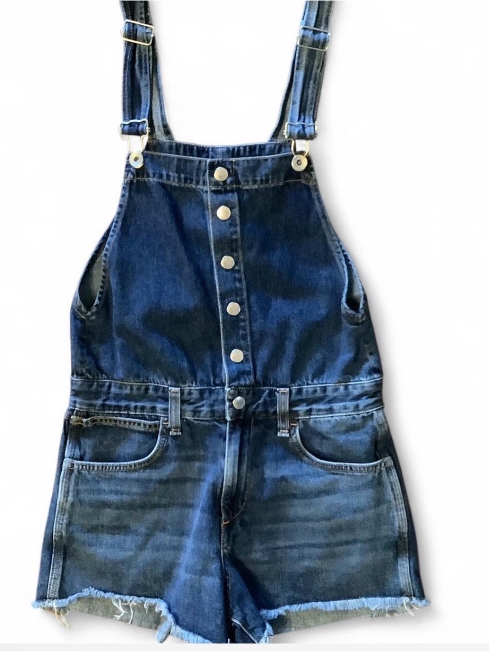 rag & bone Medium Wash Denim Short Overalls - Size Small